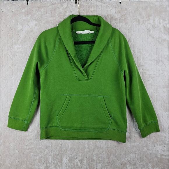 J Crew Sweatshirt Womens Medium Shawl Collar Fisherman Green Minimal Timeless - Picture 1 of 6